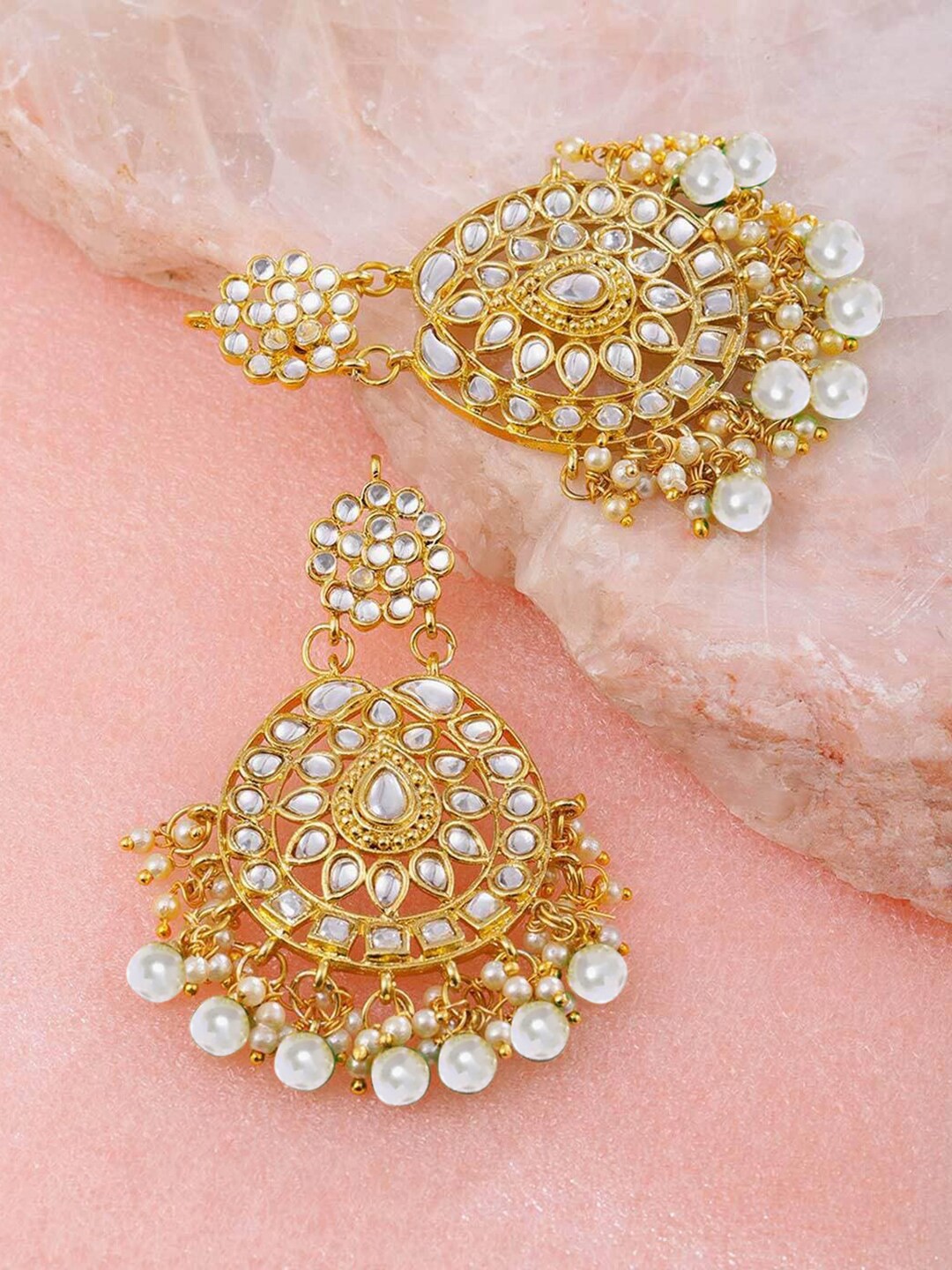 

LIVE EVIL Gold-Plated & White Oval Drop Earrings