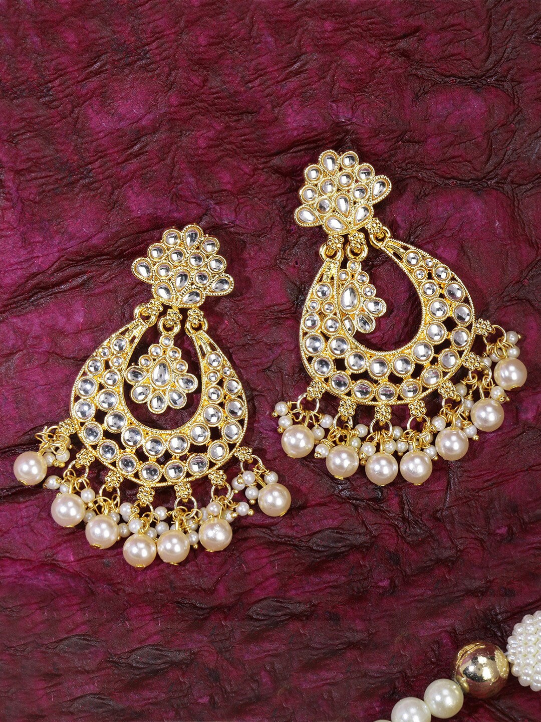 

LIVE EVIL Gold-Plated & White Crescent Shaped Chandbalis