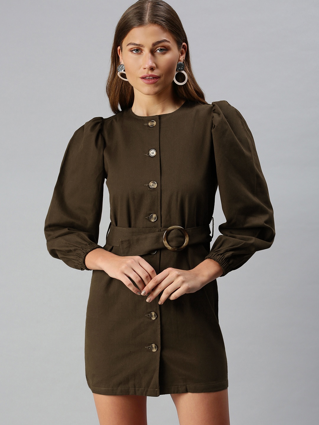 

London Rag Olive Green Sheath Dress