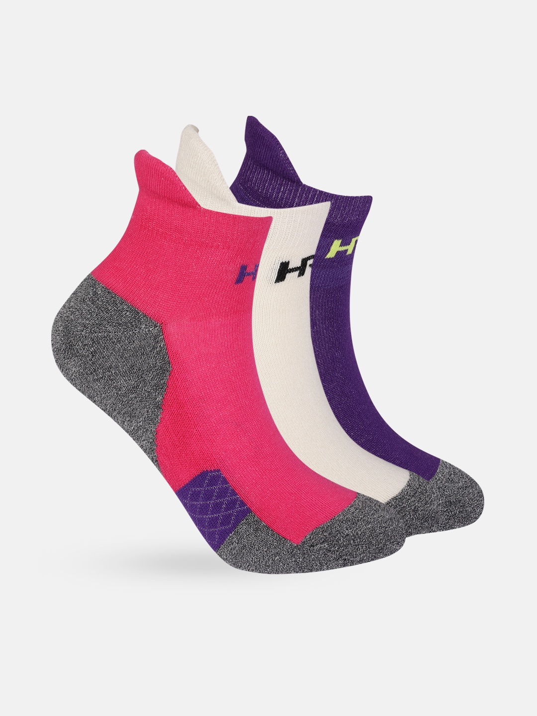 

HRX by Hrithik Roshan Women Pack of 3 Patterned Ankle Length Socks, Multi
