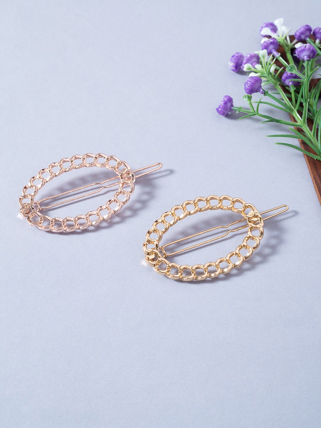 

Golden Peacock Women Gold-Toned & Rose Gold Set of 2 Bobby Pins