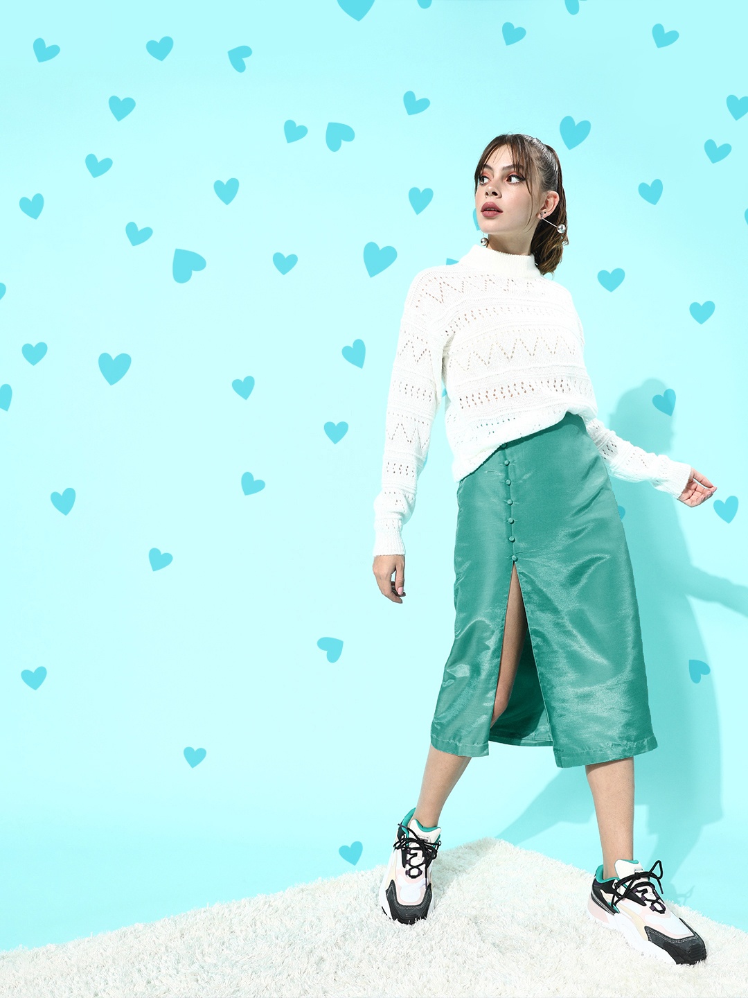 

QUIERO Women Blue Solid A-line Skirt