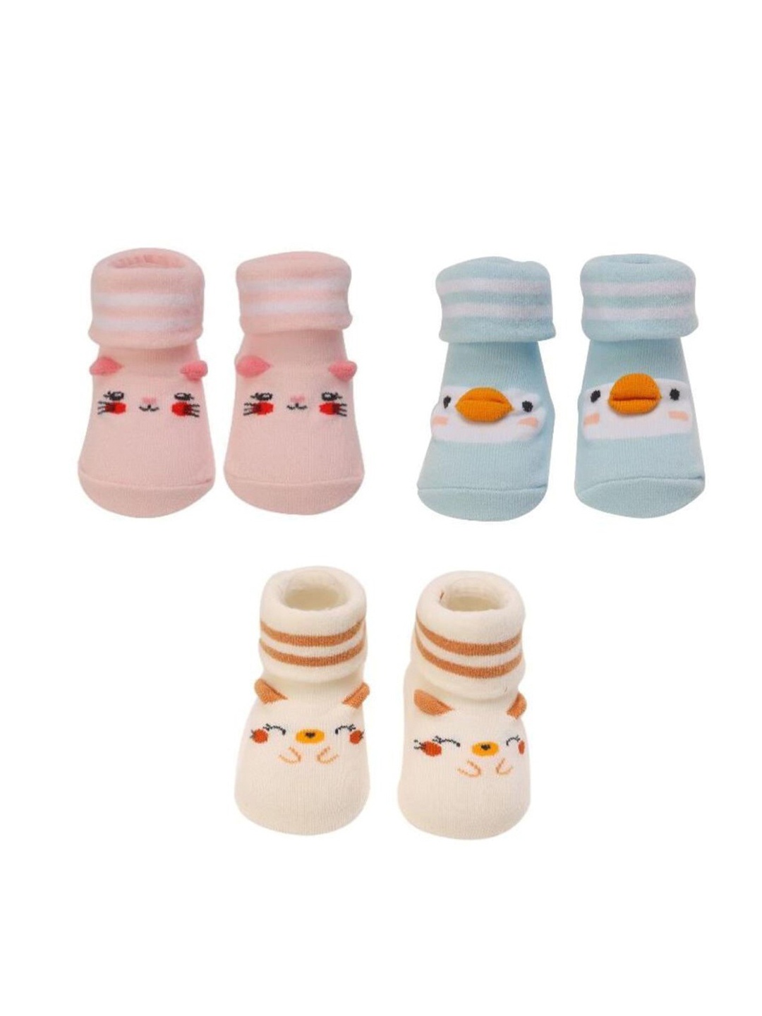 

Yellow Bee Infants Kids Pack of 3 Cotton Assorted Ankle Length Socks