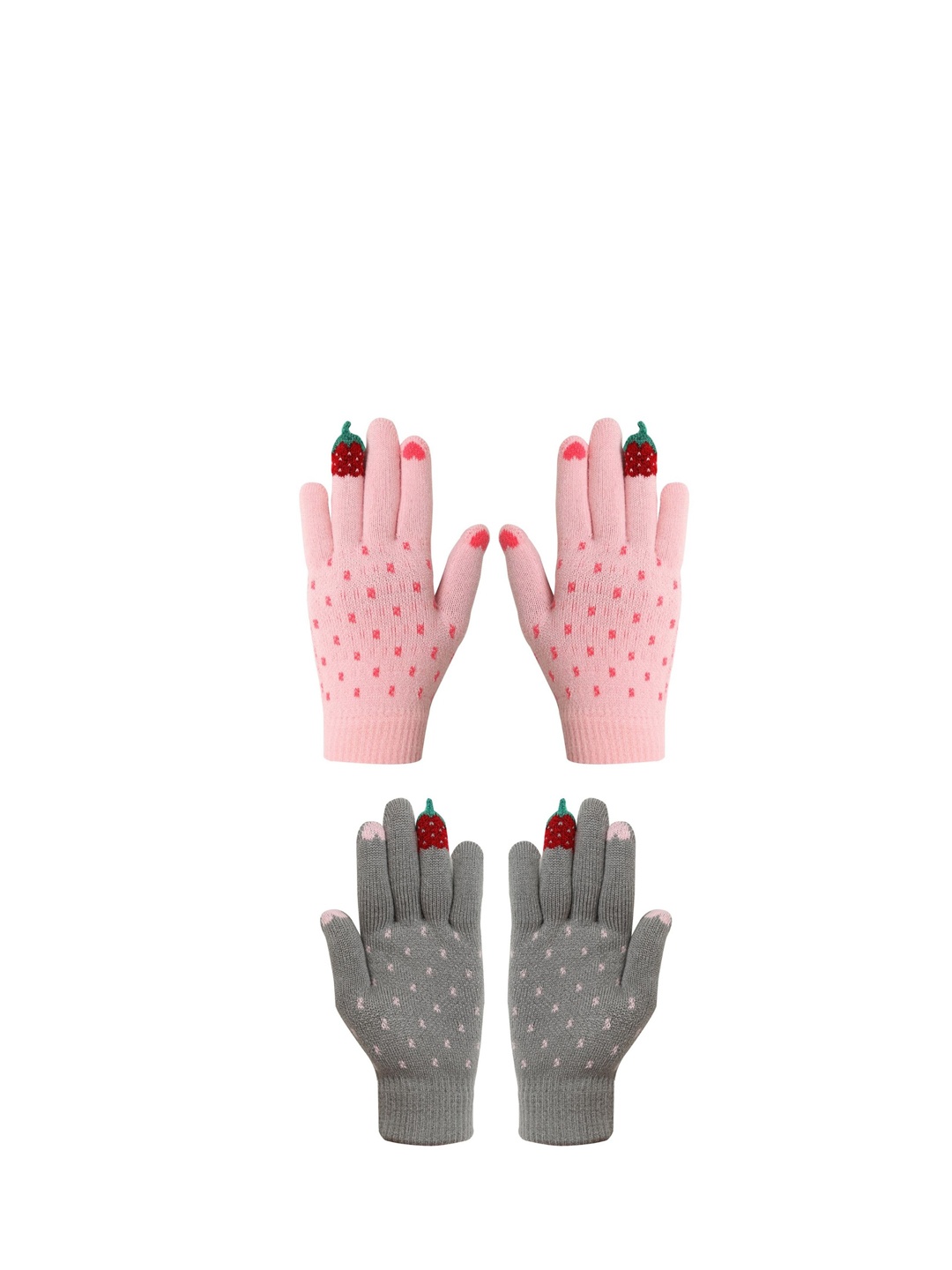 

FabSeasons Kids Pack Of 2 Patterned Hand Gloves, Pink