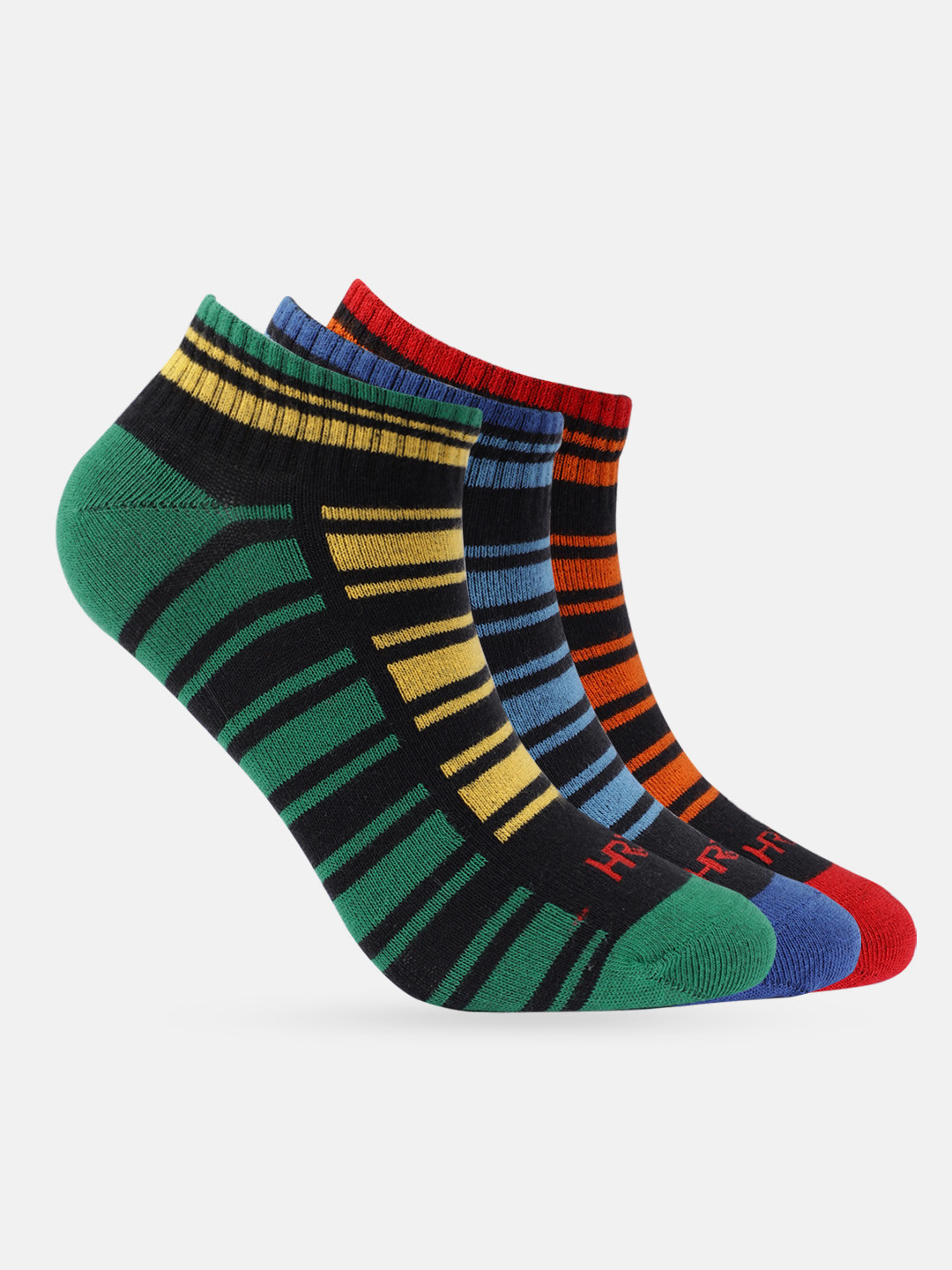 

HRX by Hrithik Roshan Boys Pack of 3 Striped Ankle Length Socks, Multi