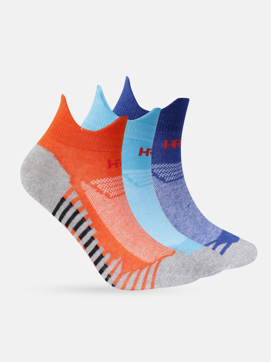 

HHRX by Hrithik Roshan Boys Set of 3 Patterned Non Terry Ankle Length Socks, Grey