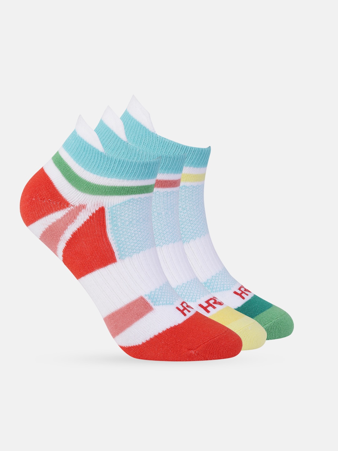 

HRX by Hrithik Roshan Men Colourblocked Pack of 3 Ankle Length Socks, White