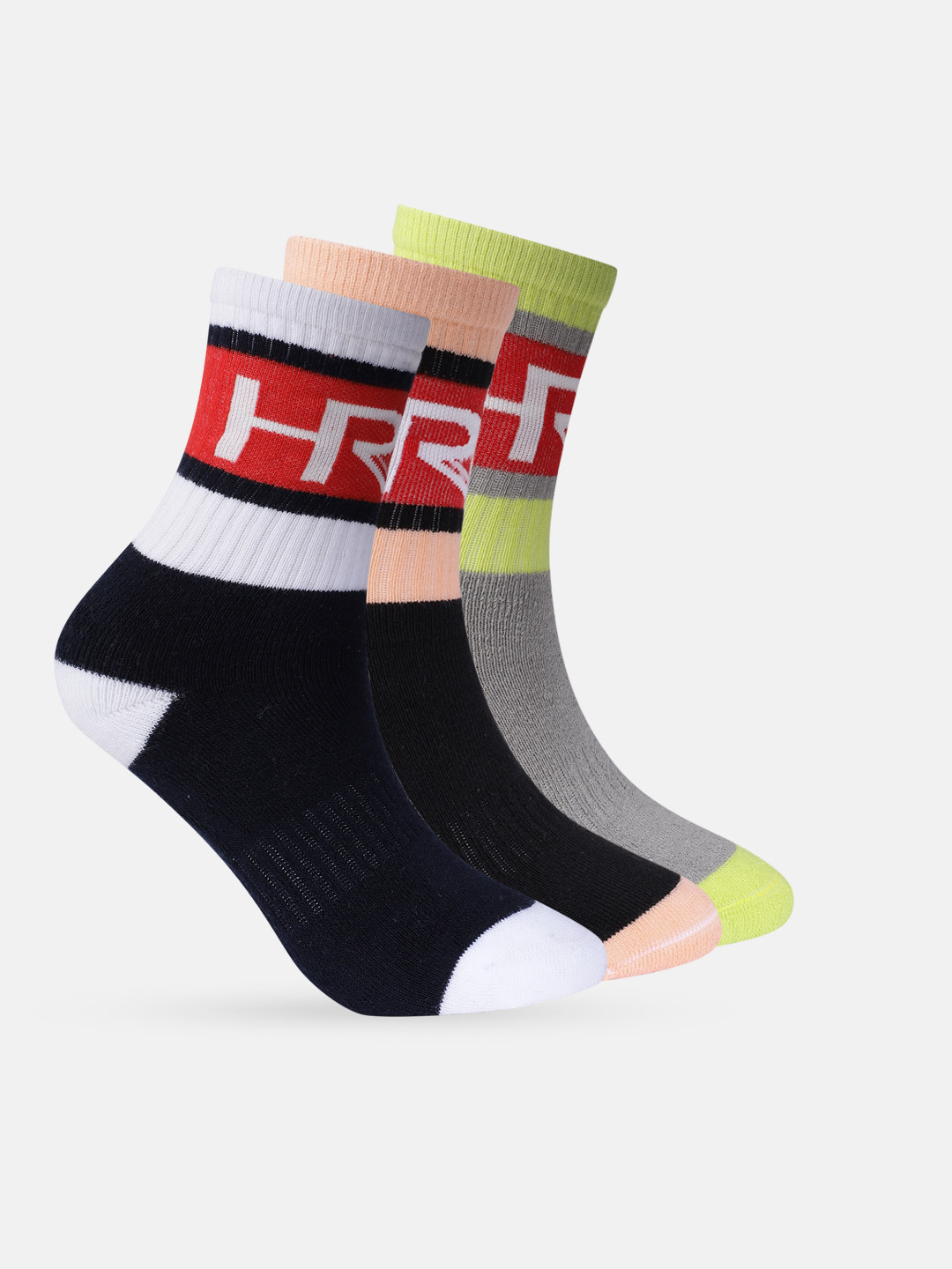 

HRX by Hrithik Roshan Boys Pack of 3 Full Terry Patterned Above-Ankle Length Socks, Fluorescent green