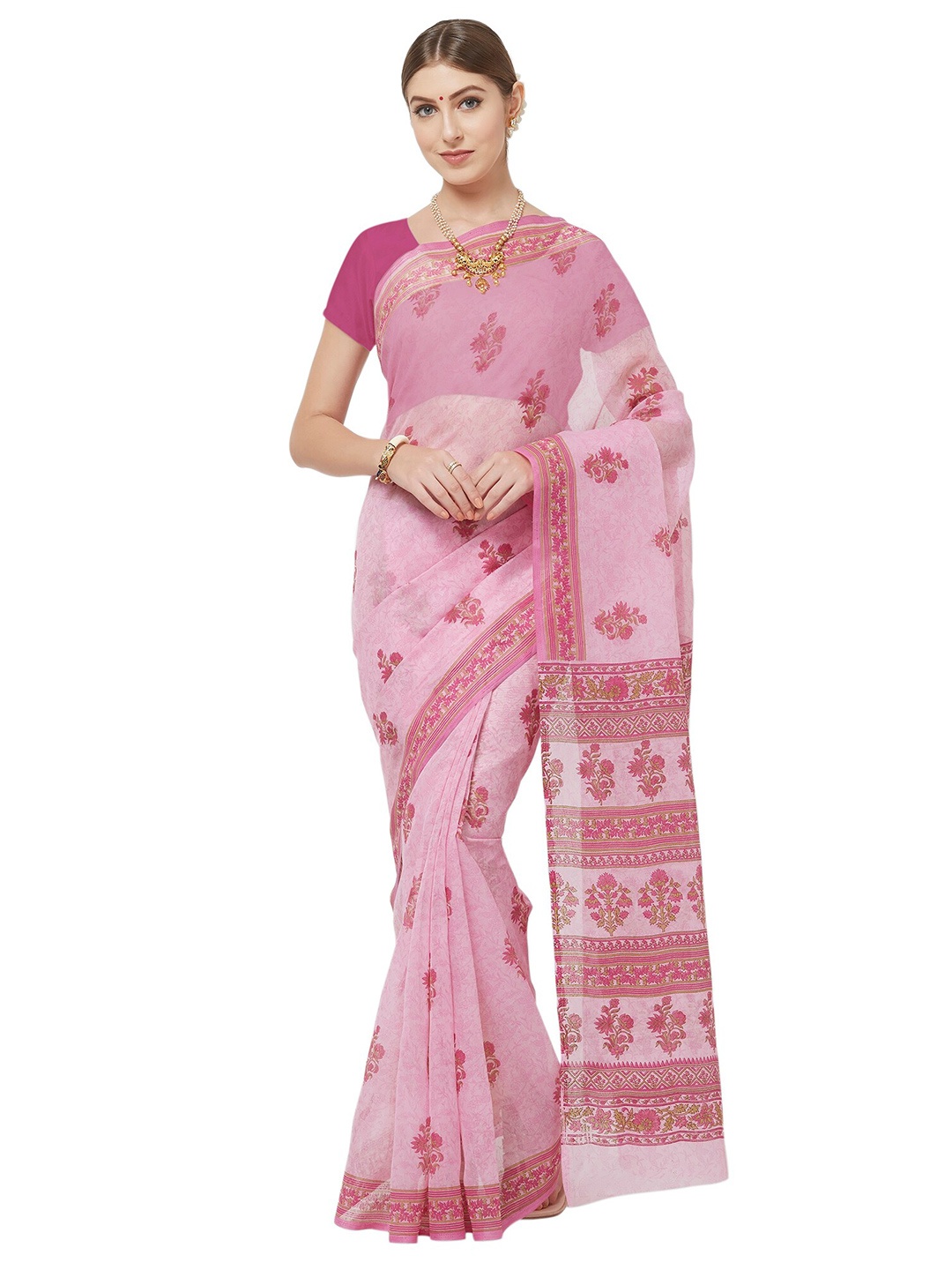 

Nimayaa Pink & Fuchsia Ethnic Motifs Saree