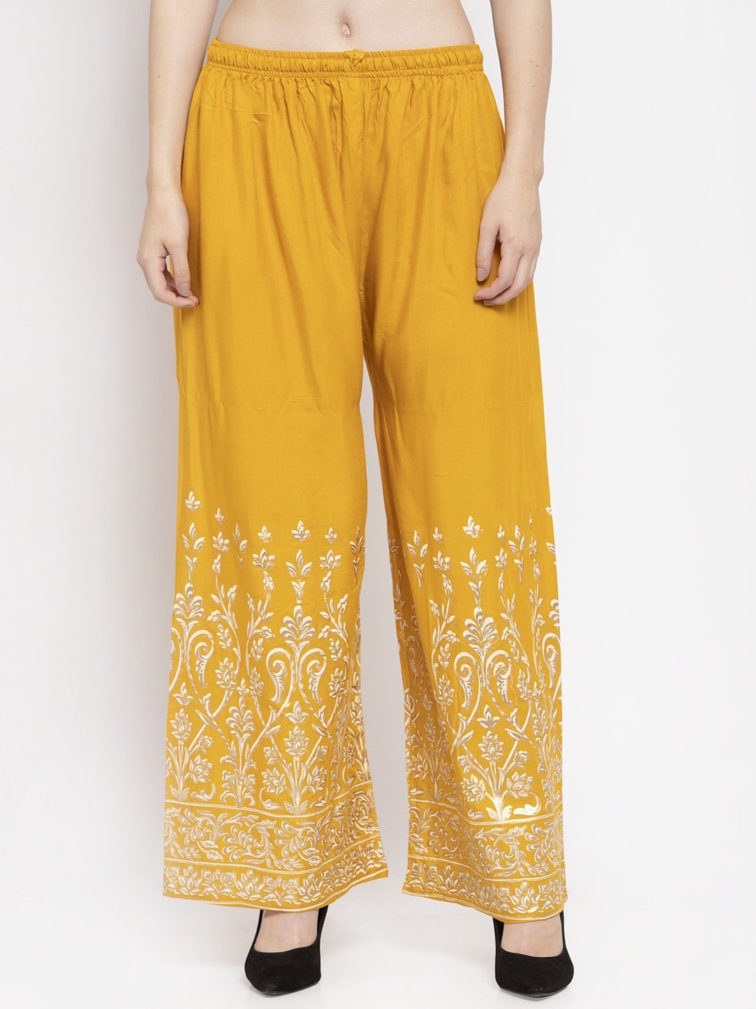 

Clora Creation Women Yellow & Beige Ethnic Motifs Hem Design Palazzos