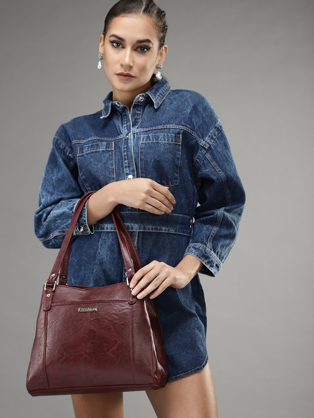 

Roadster Burgundy Structured Shoulder Bag