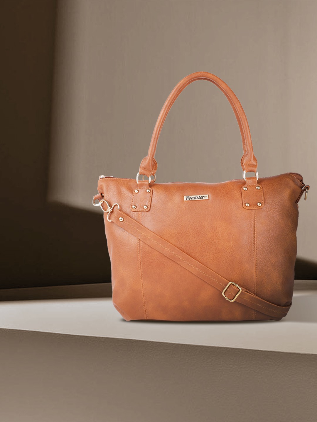 

Roadster Women Tan Textured Structured Handheld Bag