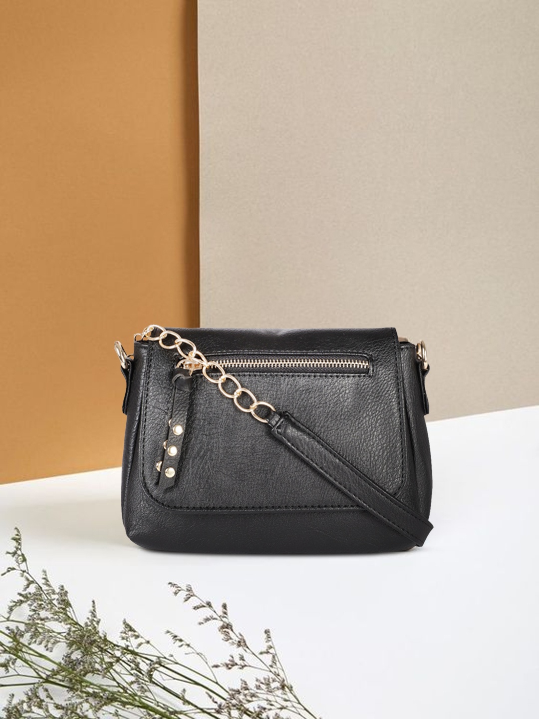 

Roadster Black Textured PU Structured Sling Bag