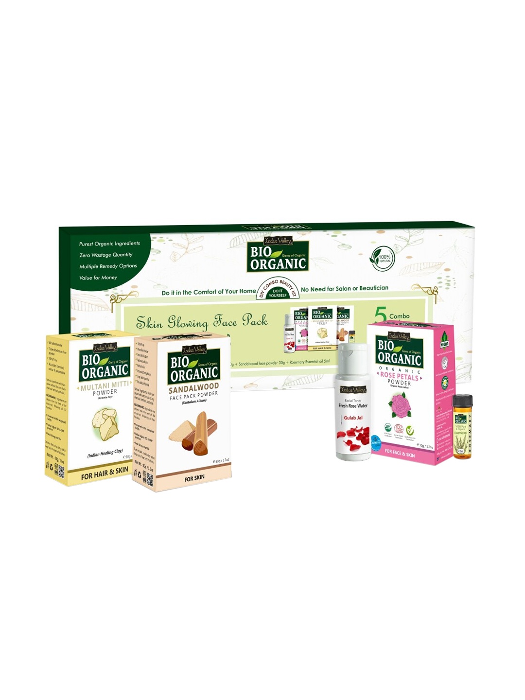

Indus Valley Bio Organic Skin Glowing Face Pack DIY Kit, Green