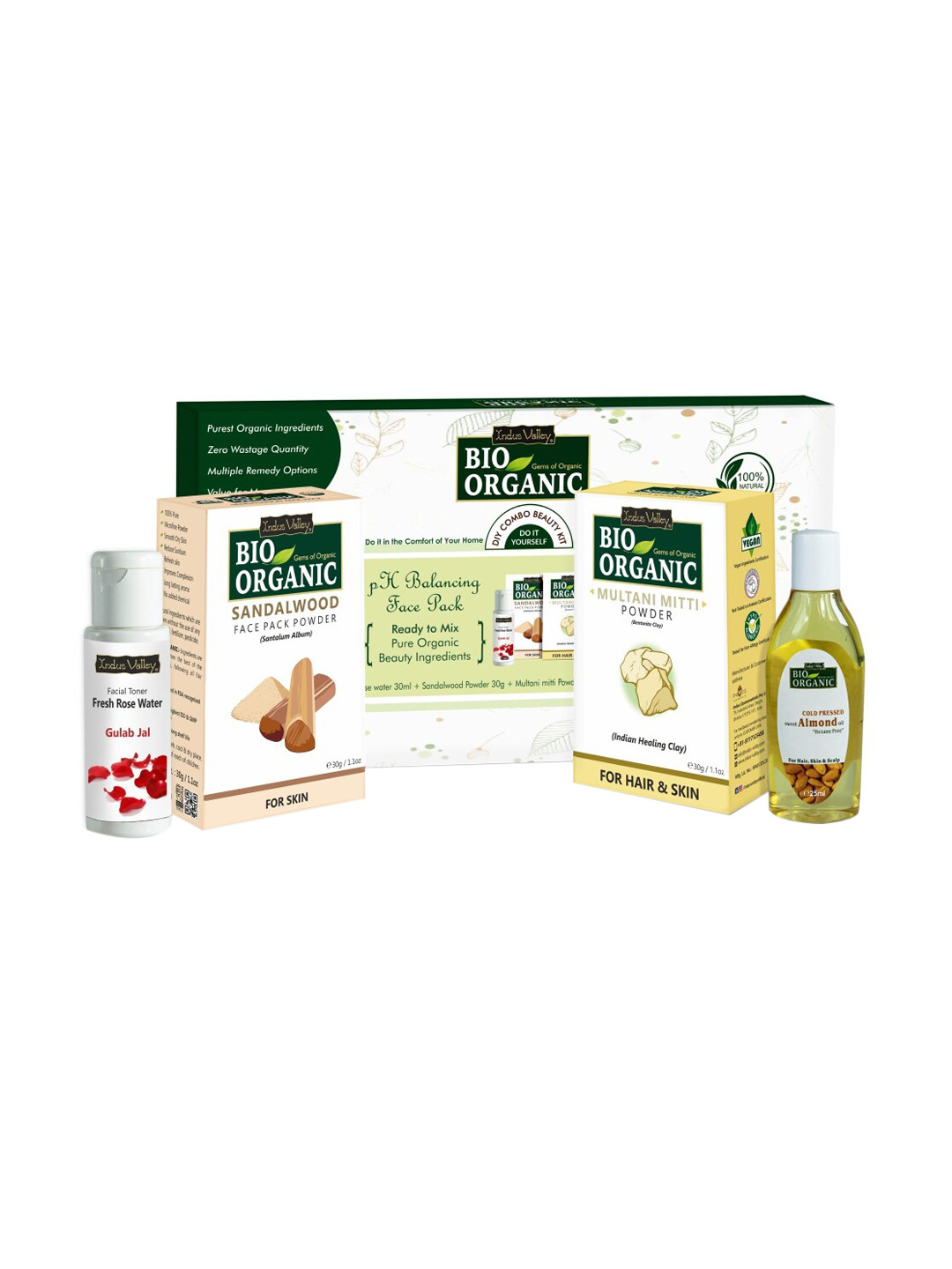 

Indus Valley Bio Organic pH Balancing Face Pack DIY Kit, Green