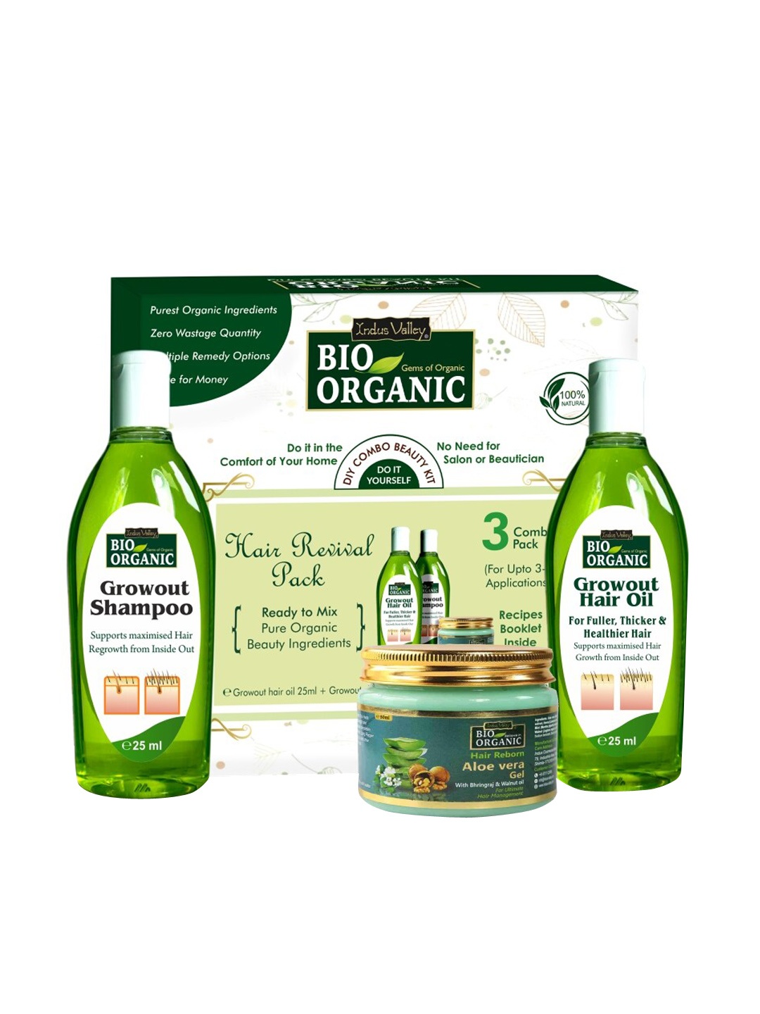 

Indus Valley Bio Organic Hair Revival Gift Pack DIY Kit, Green