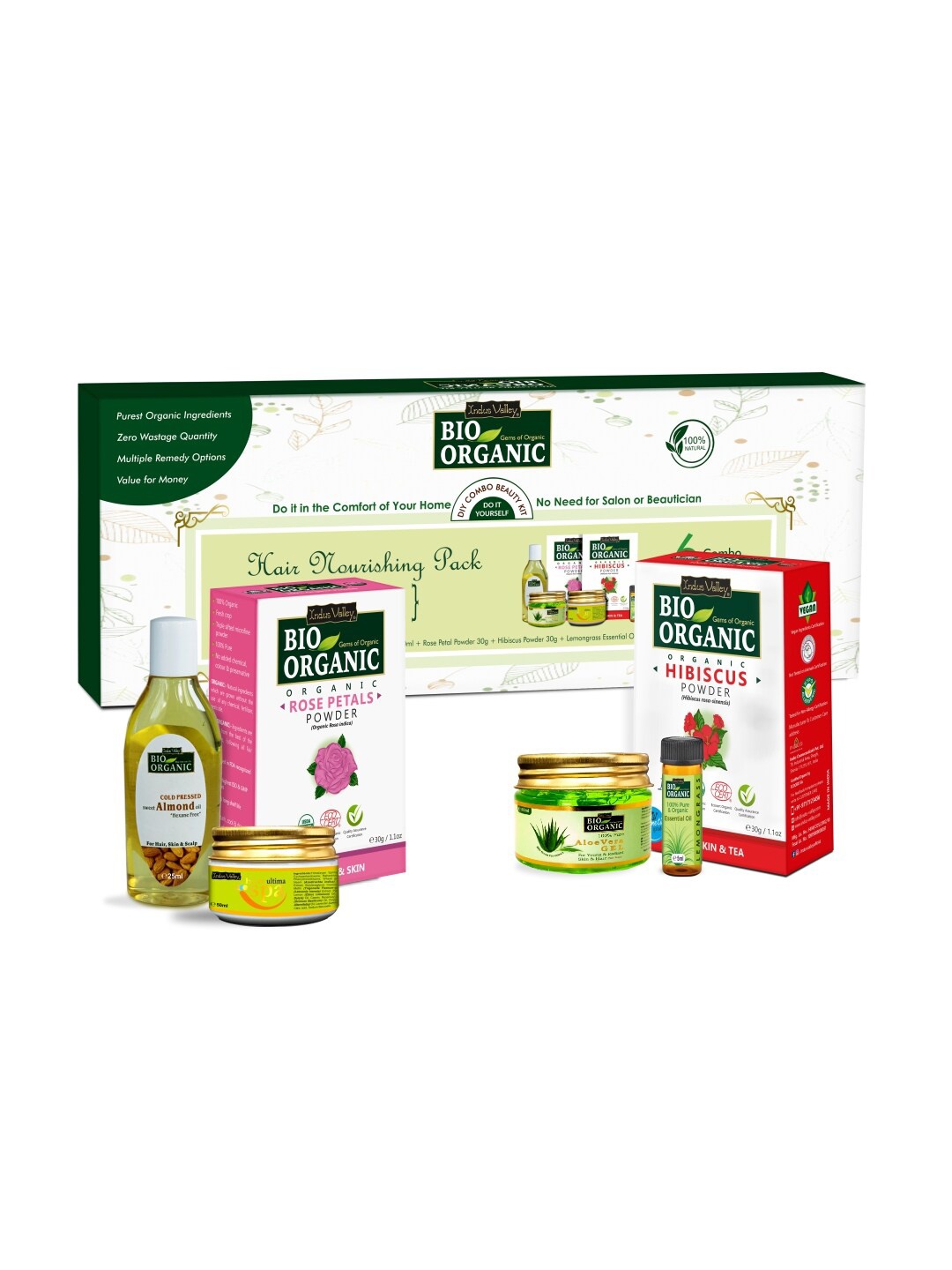 

Indus Valley Bio Organic Hair Nourishing Gift Pack DIY Kit, Green