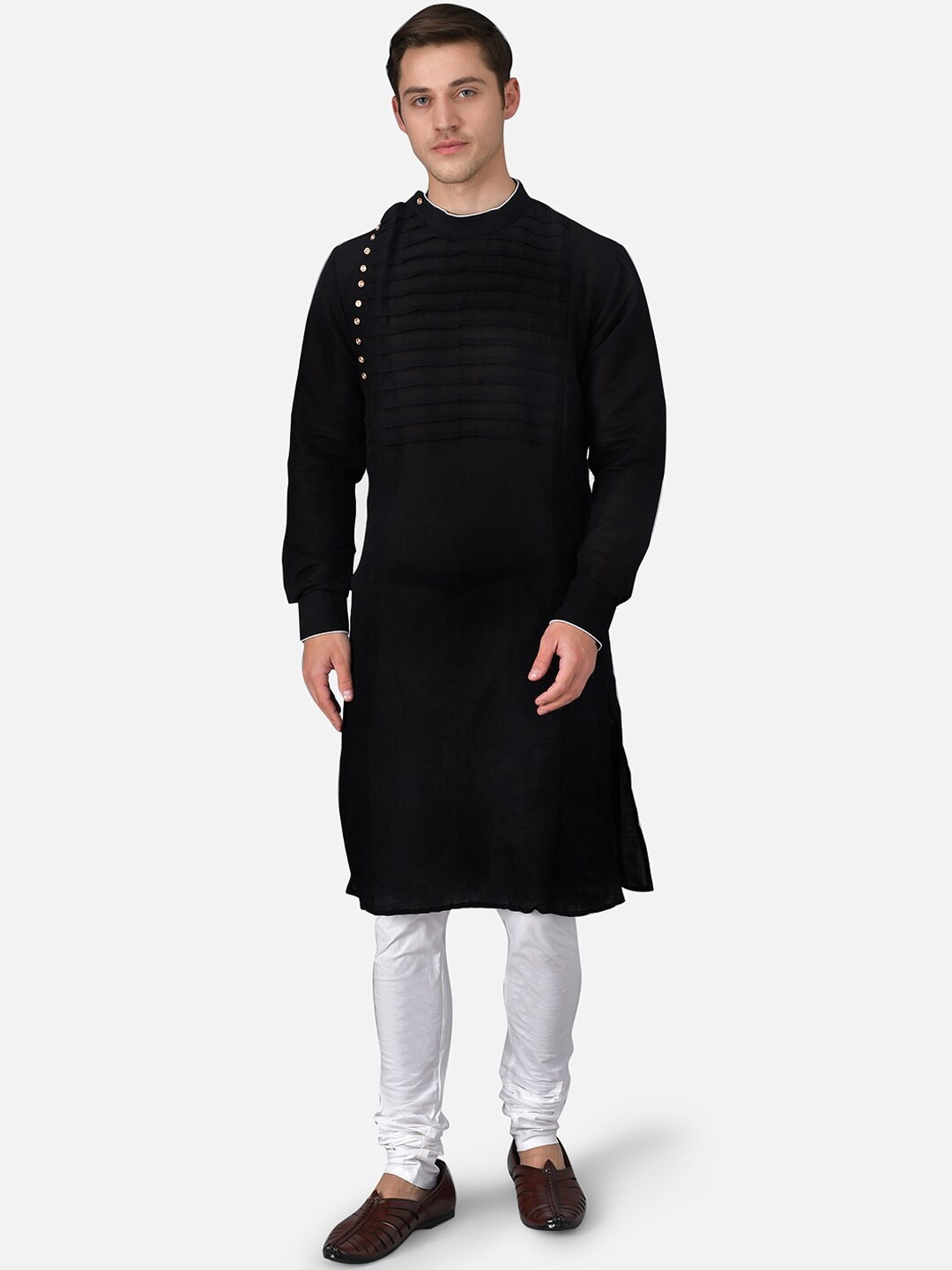 

Purple State Men Black Thread Work Kurta