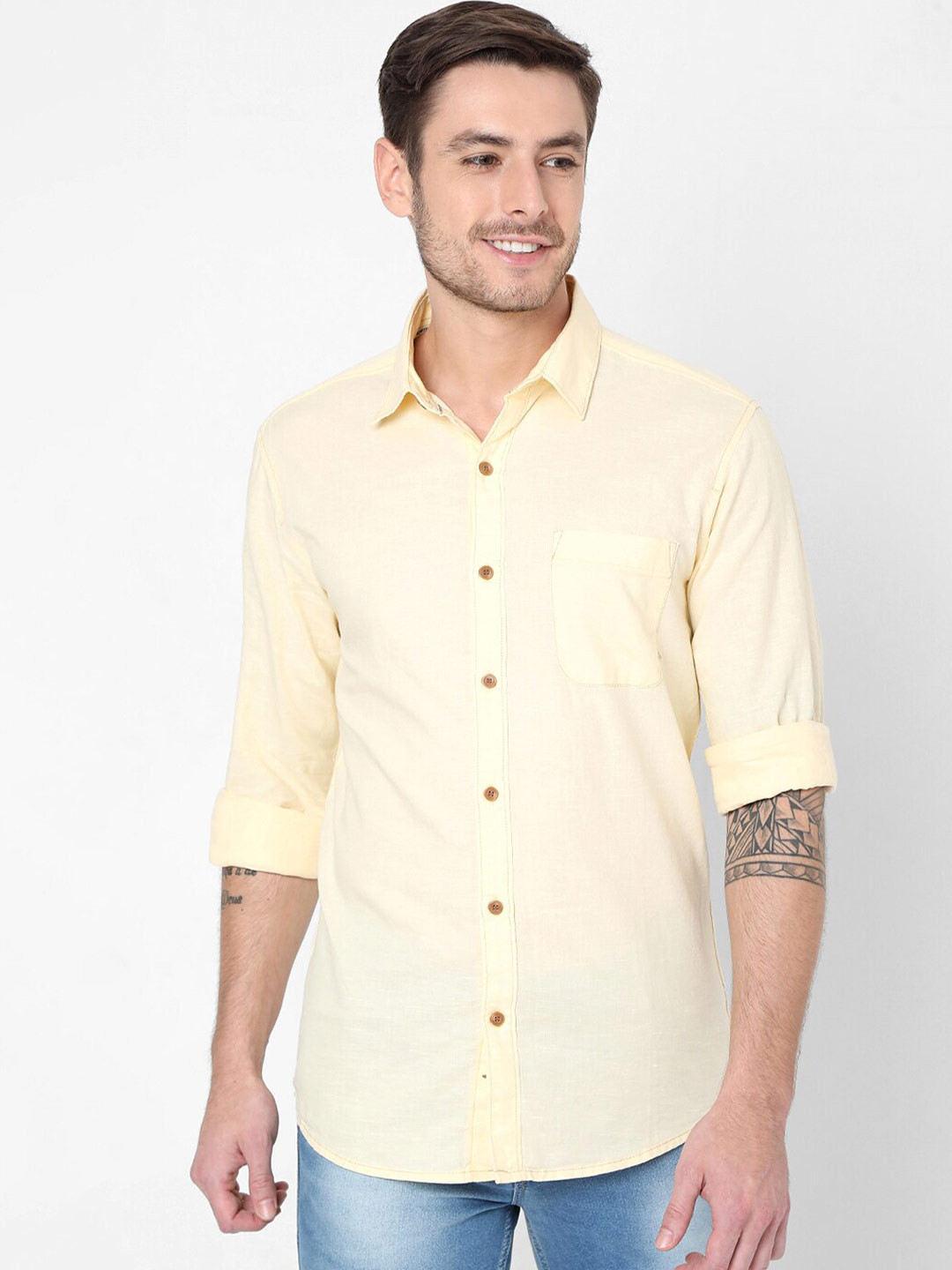 

Mufti Men Yellow Slim Fit Casual Shirt