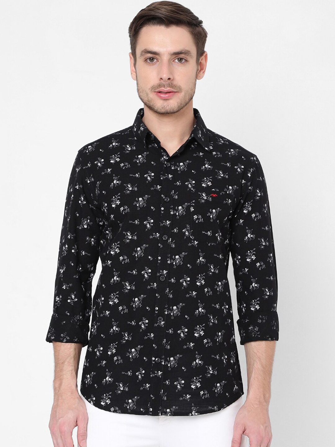 

Mufti Men Black Slim Fit Printed Casual Shirt