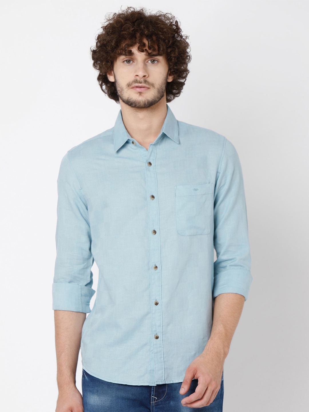 

Mufti Men Blue Slim Fit Casual Shirt