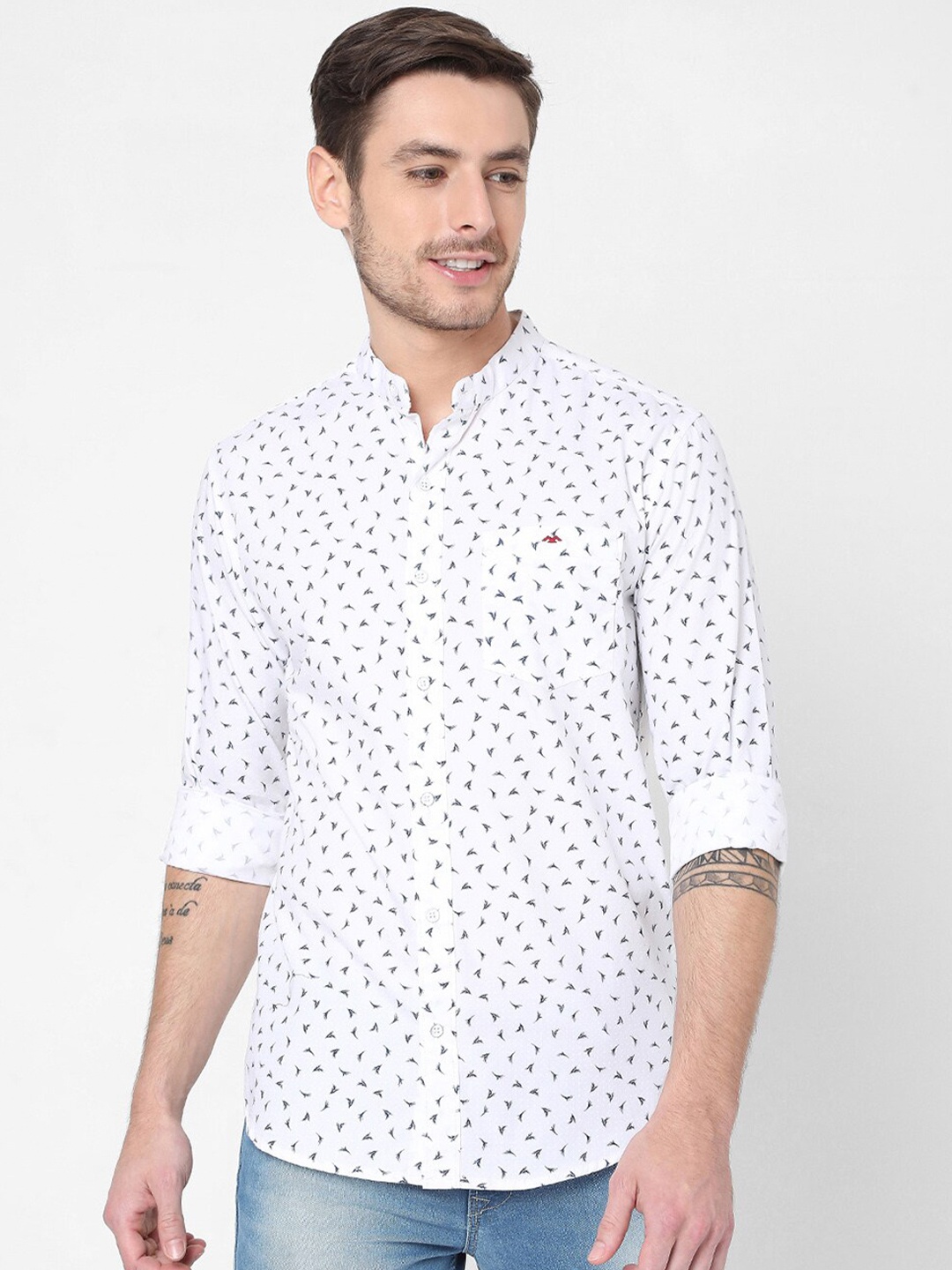 

Mufti Men White Slim Fit Printed Casual Shirt