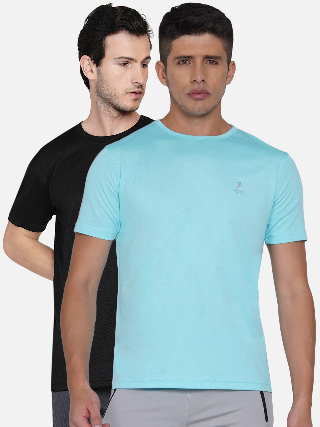 

ARMISTO Men Blue & Black Pack of 2 Dri-FIT Training or Gym T-shirt