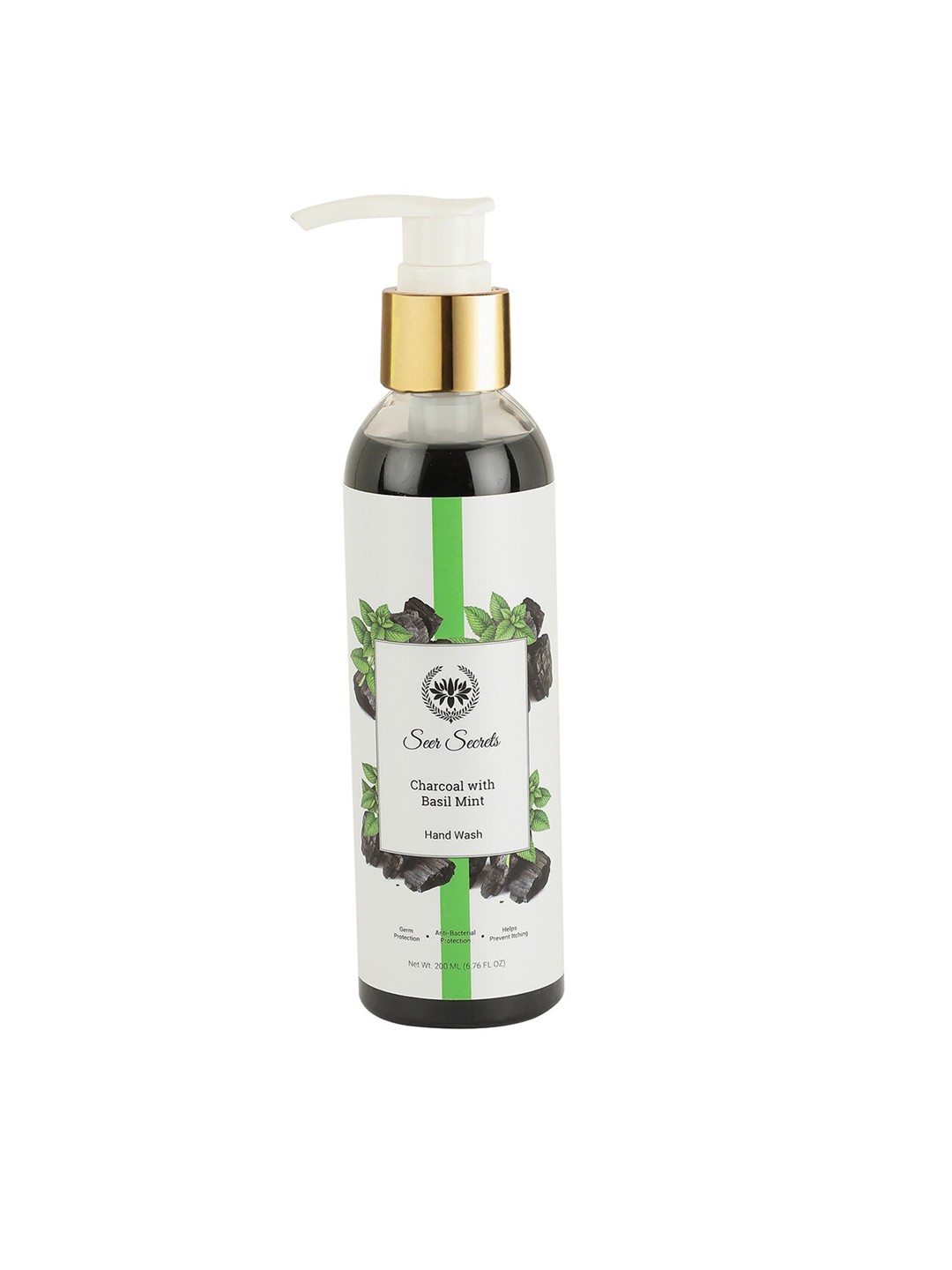 

Seer Secrets Charcoal with Basil Mint Hand Wash, 200ml, Black