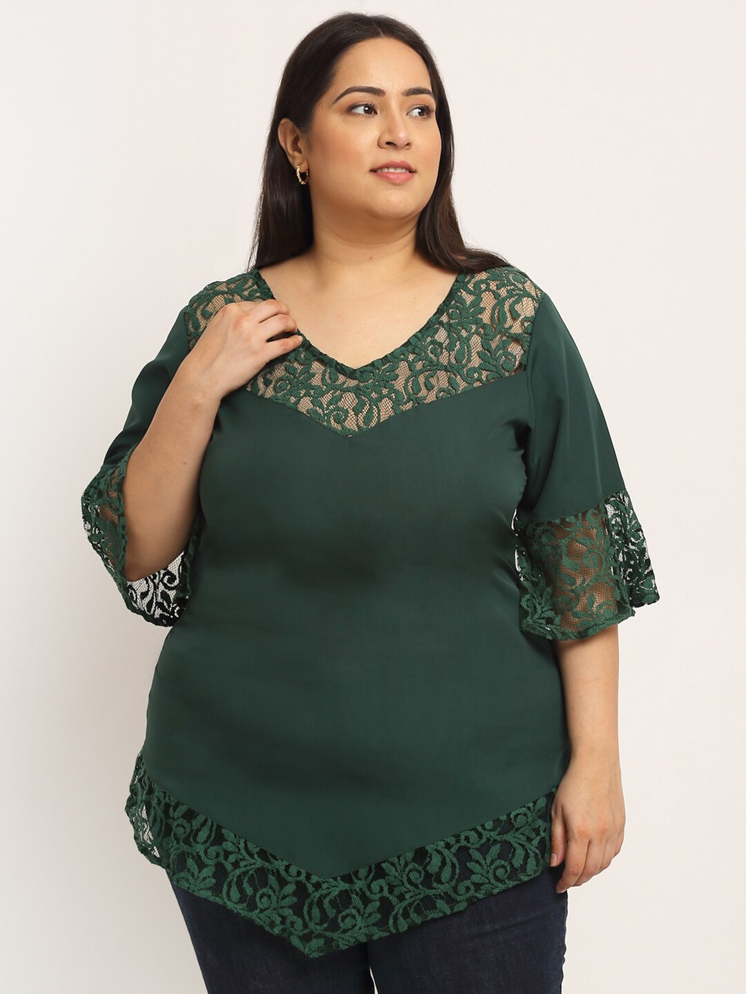 

Flambeur Green Floral Crepe Top