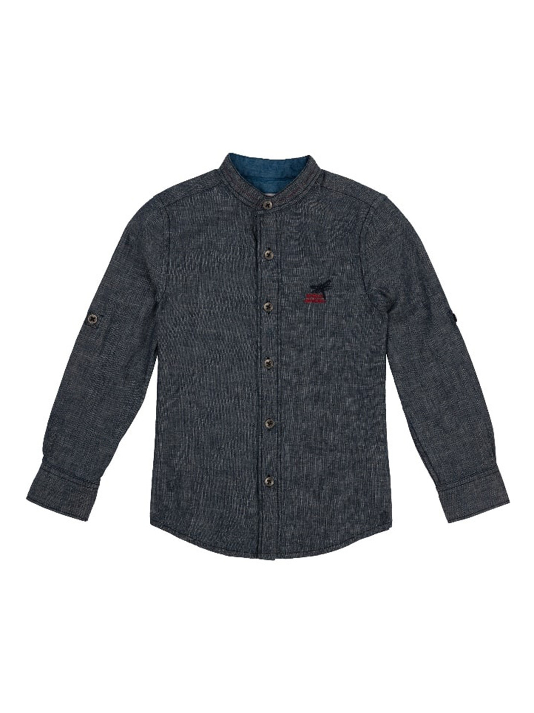 

UNDER FOURTEEN ONLY Boys Navy Blue Printed Casual Shirt