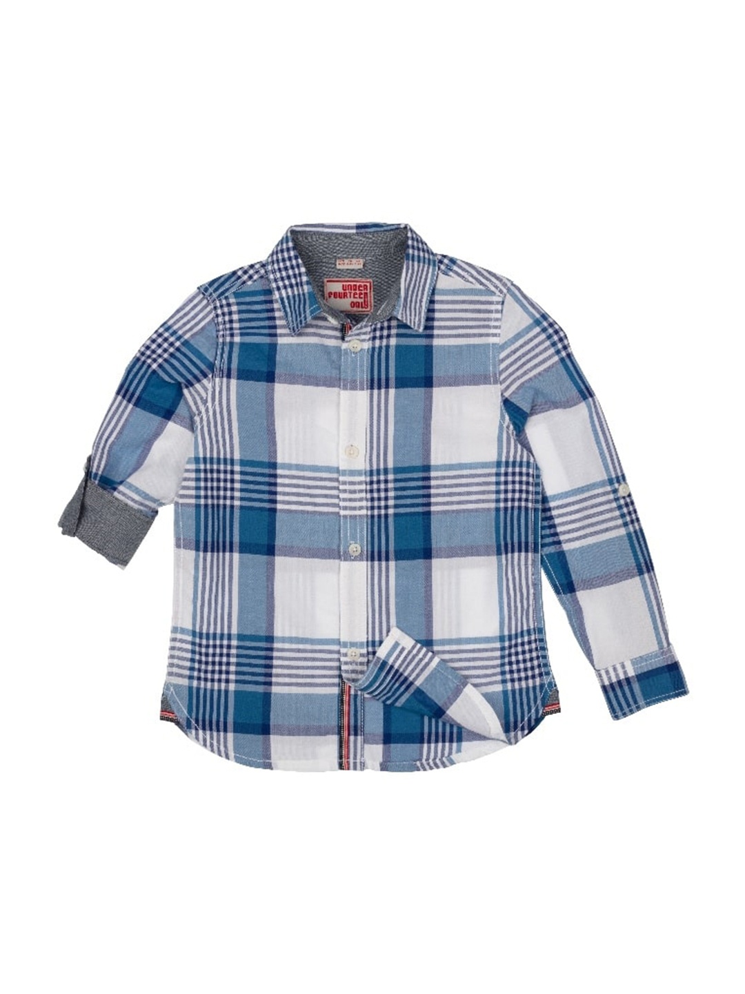 

UNDER FOURTEEN ONLY Boys Blue Tartan Checks Checked Casual Shirt