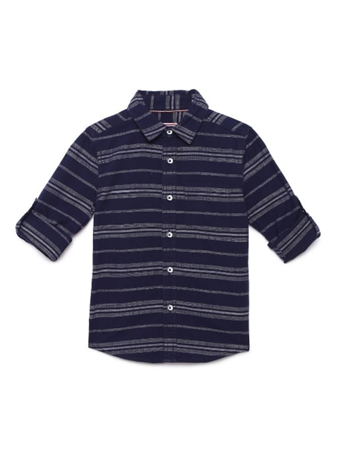 

UNDER FOURTEEN ONLY Boys Blue Horizontal Stripes Striped Casual Shirt