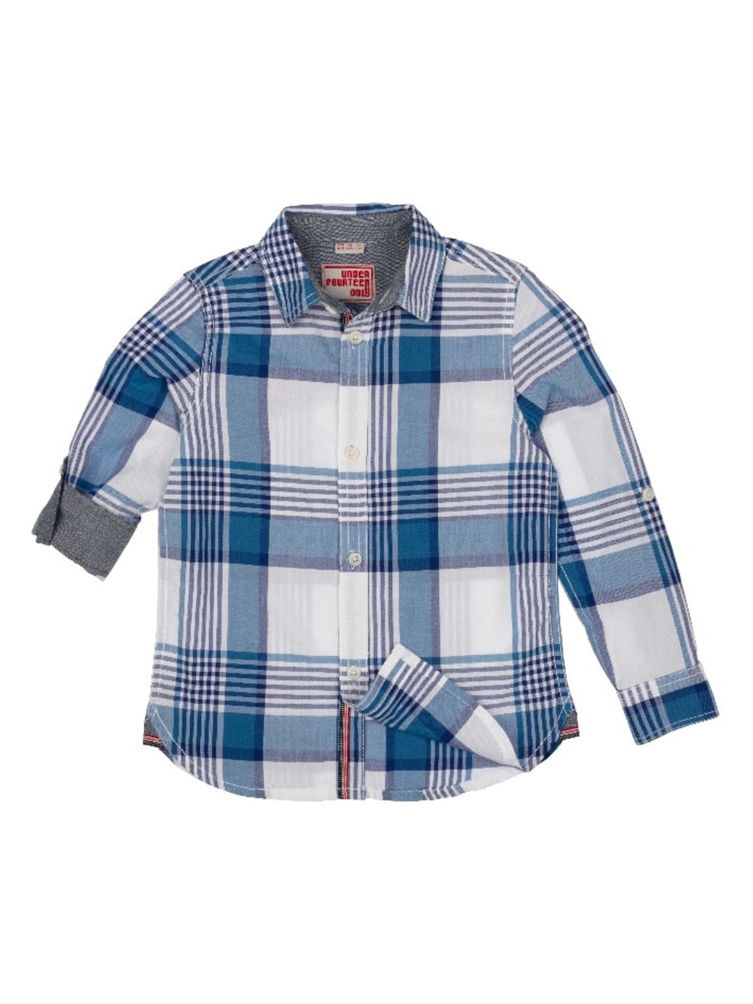 

UNDER FOURTEEN ONLY Boys Blue Checked Casual Shirt