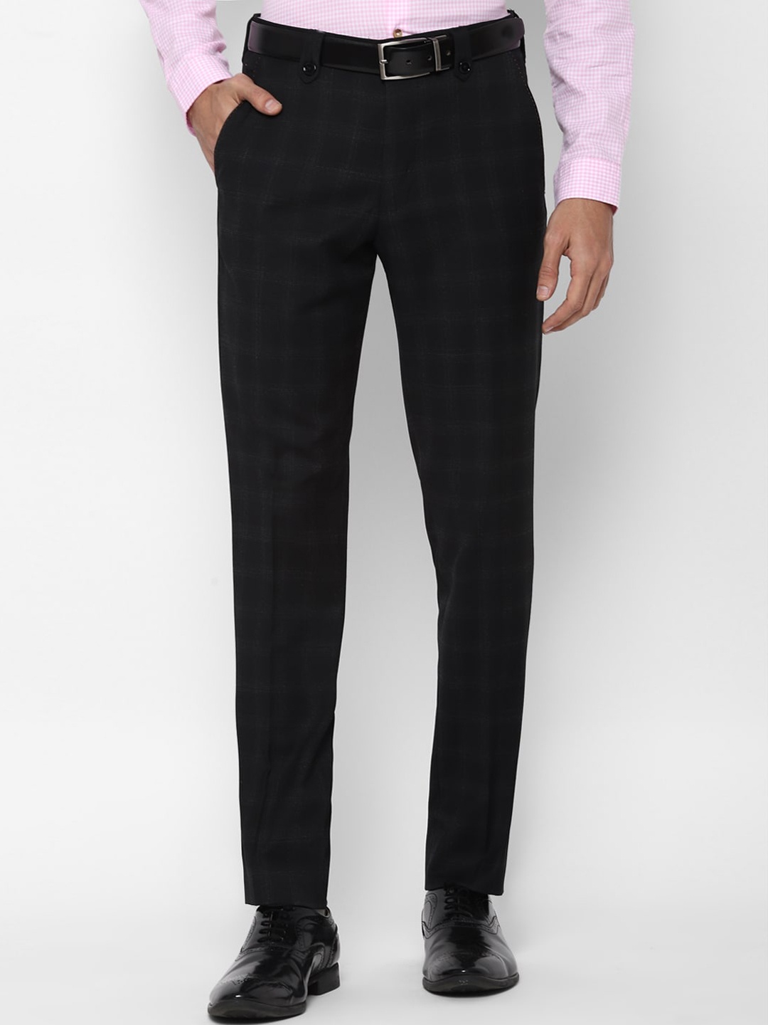 

SIMON CARTER LONDON Men Black Checked Slim Fit Trousers
