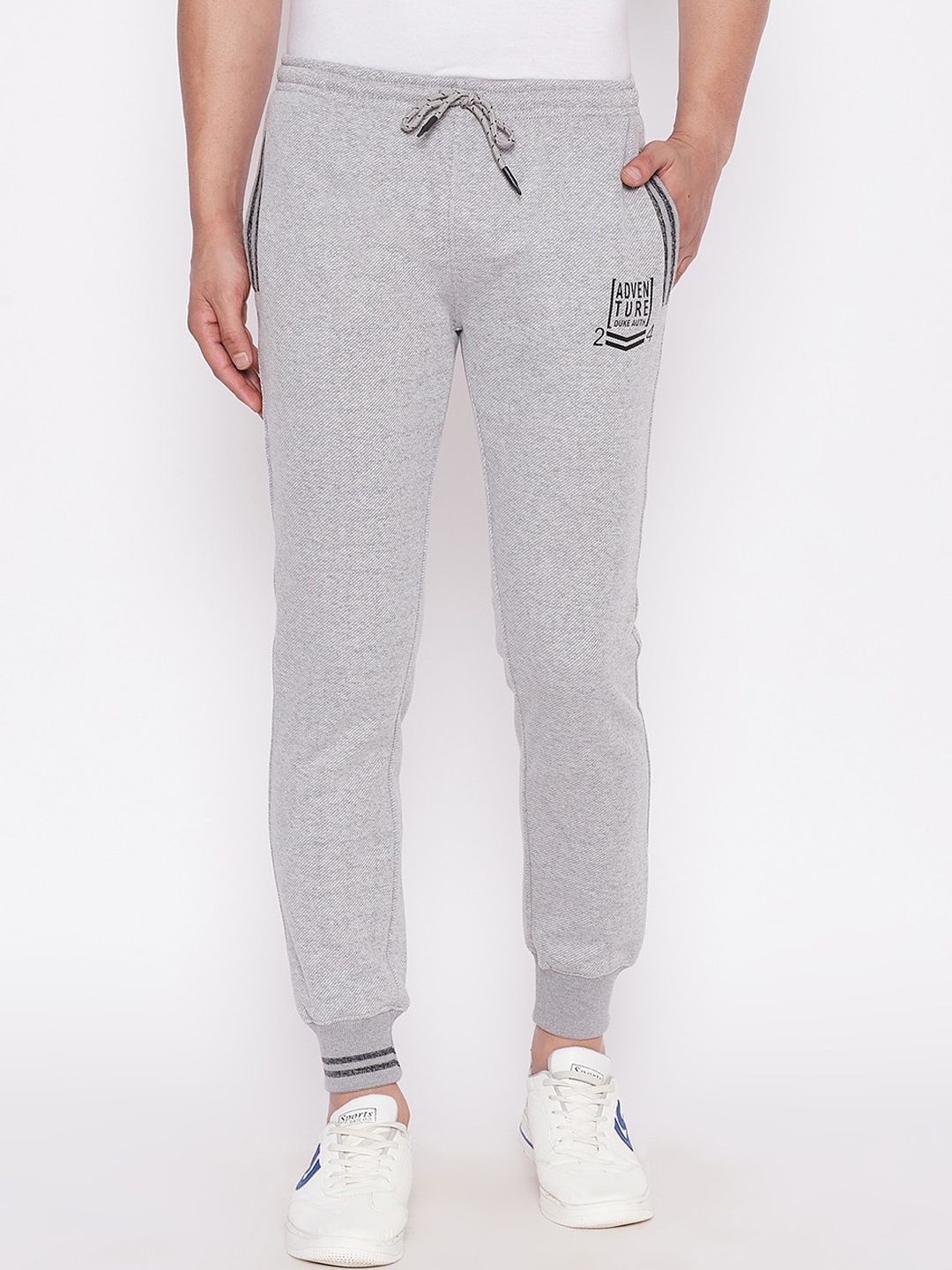 

Duke Men Grey Melange Solid Joggers