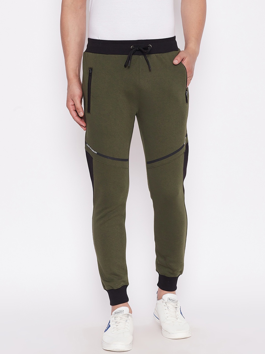 

Duke Men Olive Green Solid Joggers