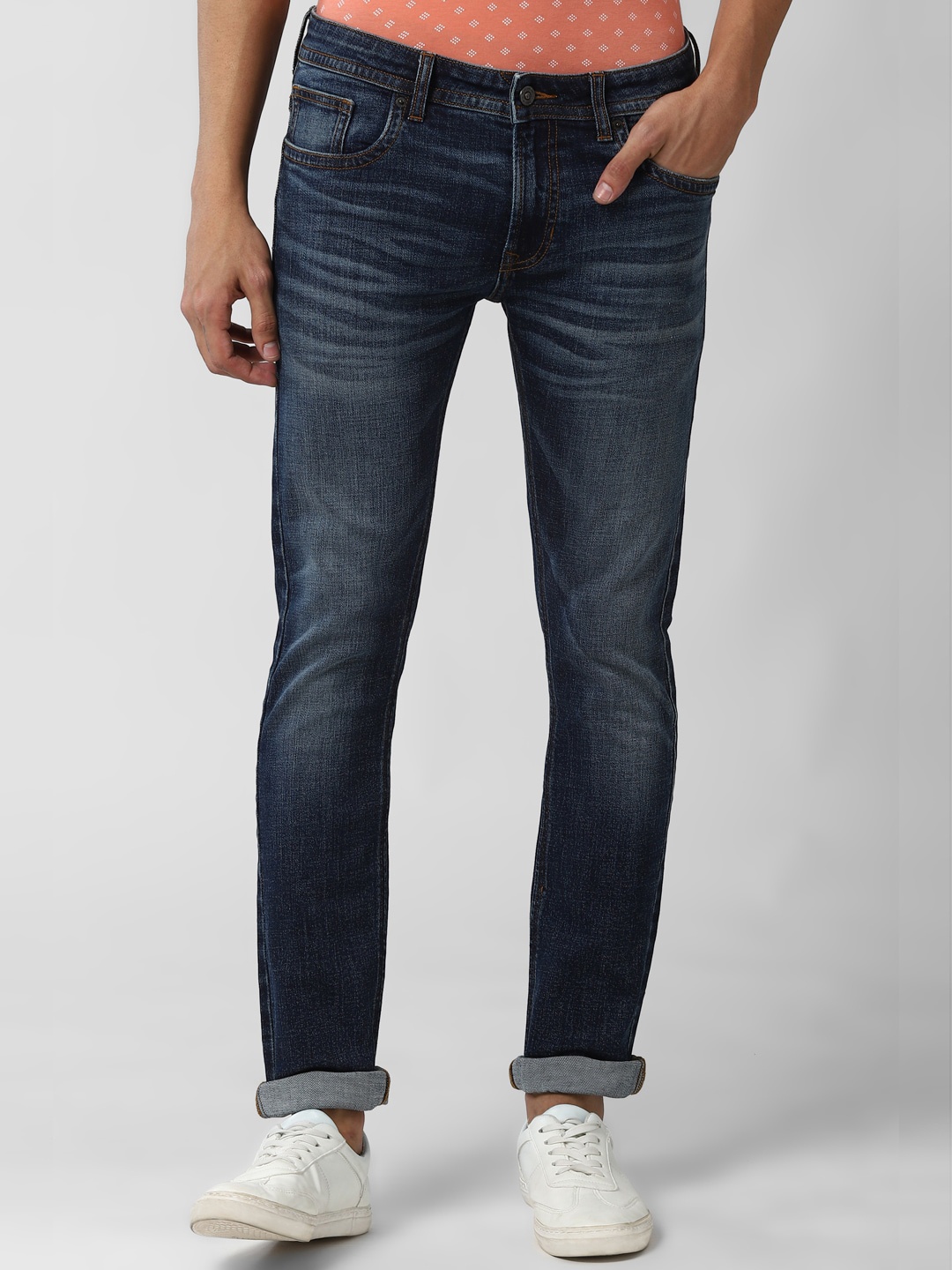 

Peter England Casuals Men Navy Blue Slim Fit Heavy Fade Jeans