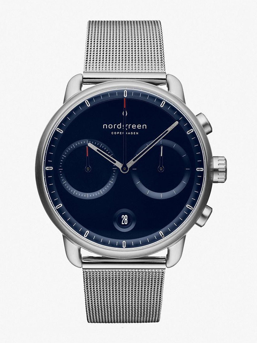 

Nordgreen Men Navy Blue Patterned Dial Pioneer Analogue Watch PI42SIMESINA, Silver