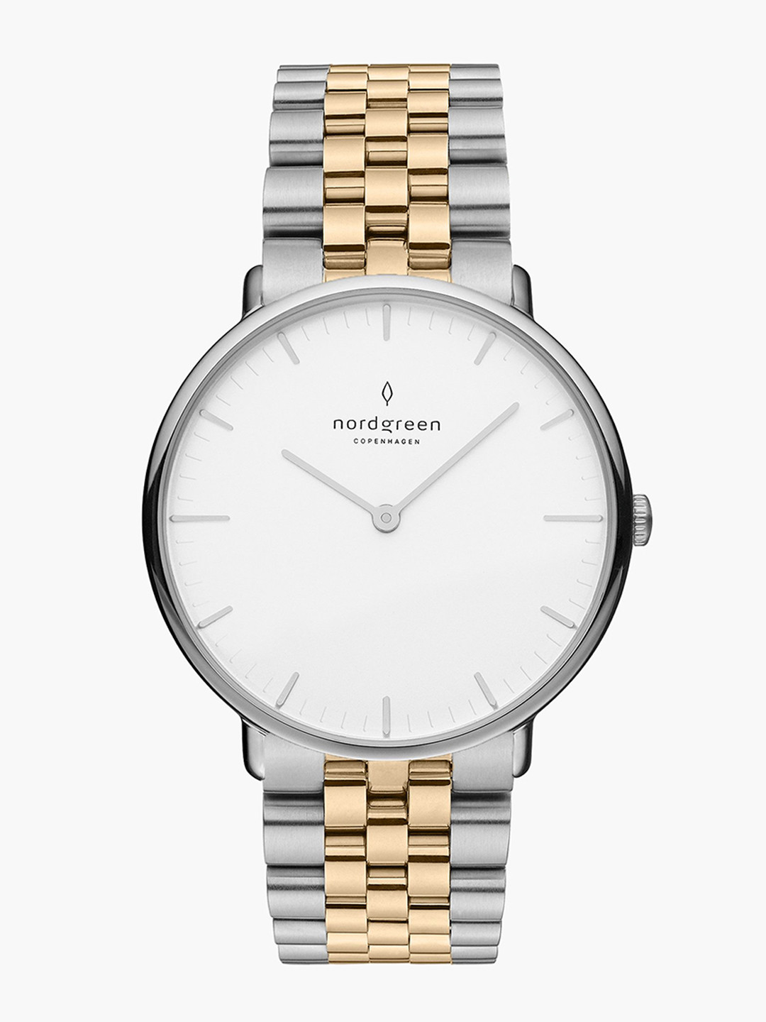 

Nordgreen Unisex White Printed Dial & Multicoloured Stainless Steel Bracelet Style Straps Analogue Watch, Silver