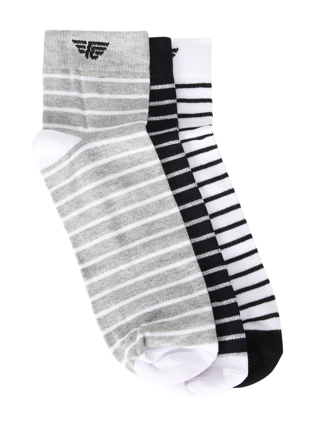 

Red Tape Men Pack Of 3 Grey Striped Ankle Length Socks