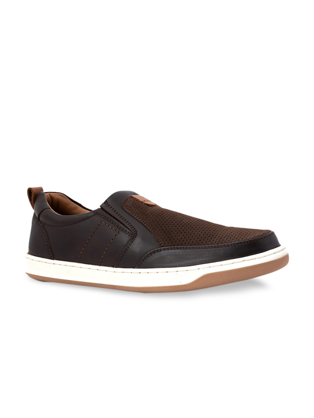

Khadims British Walkers Men Brown Leather Slip-On Sneakers