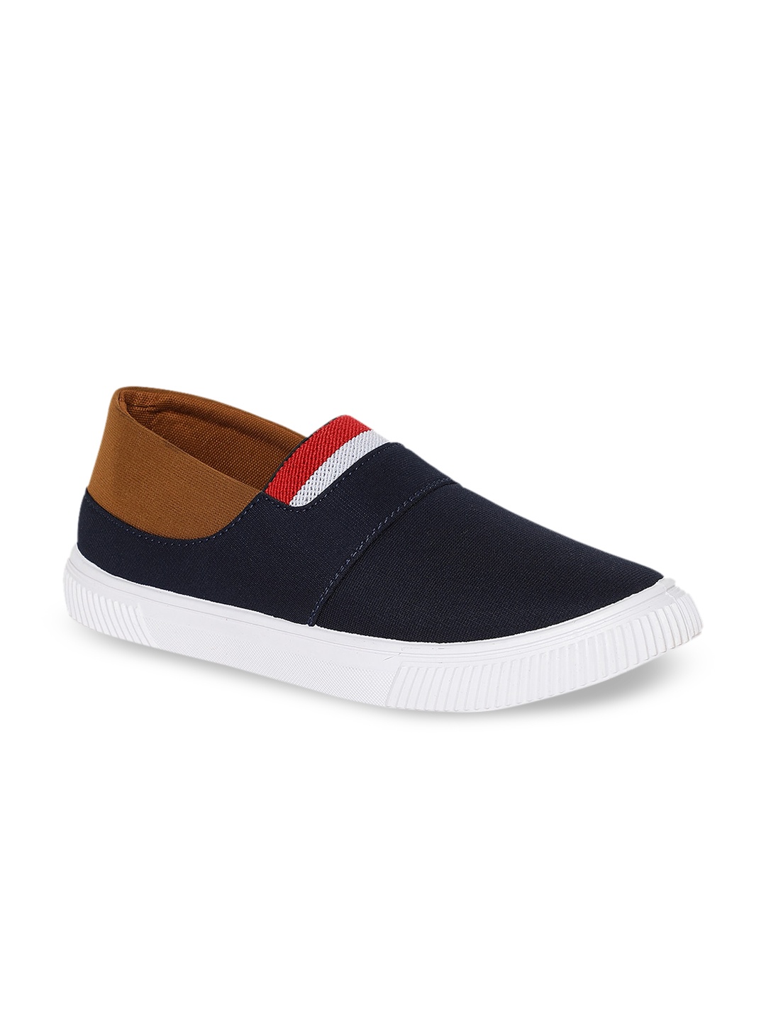 

Khadims Pro Men Navy Blue Colourblocked Slip-On Sneakers