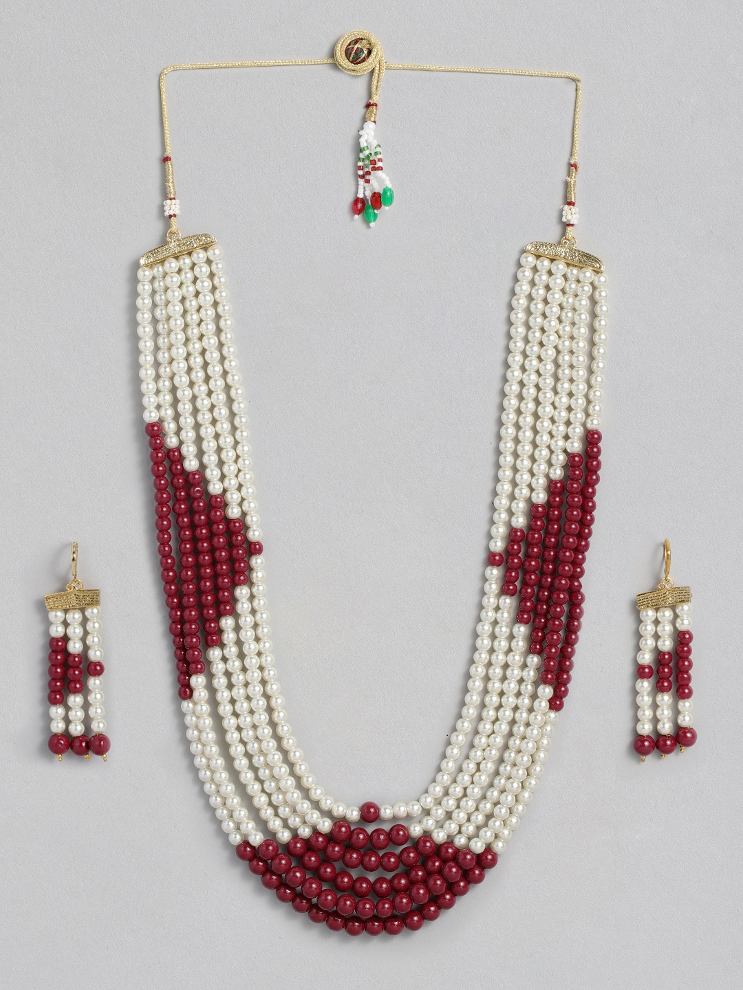 

Peora White & Maroon Beaded Jewellery Set