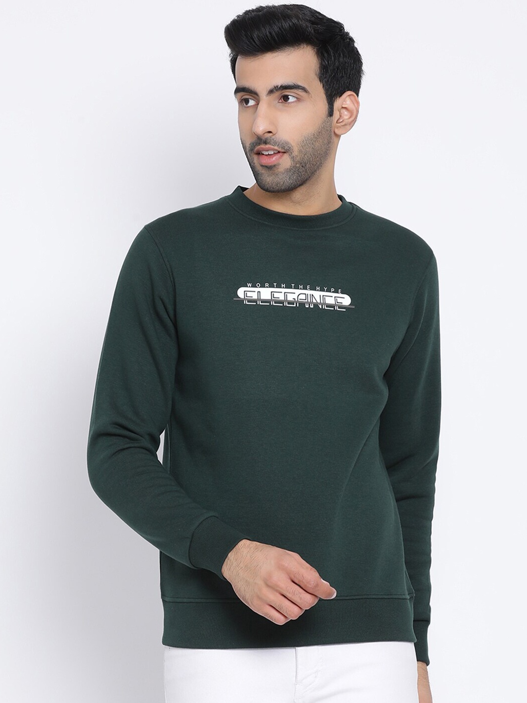 

Richlook Men Green Printed Sweatshirt