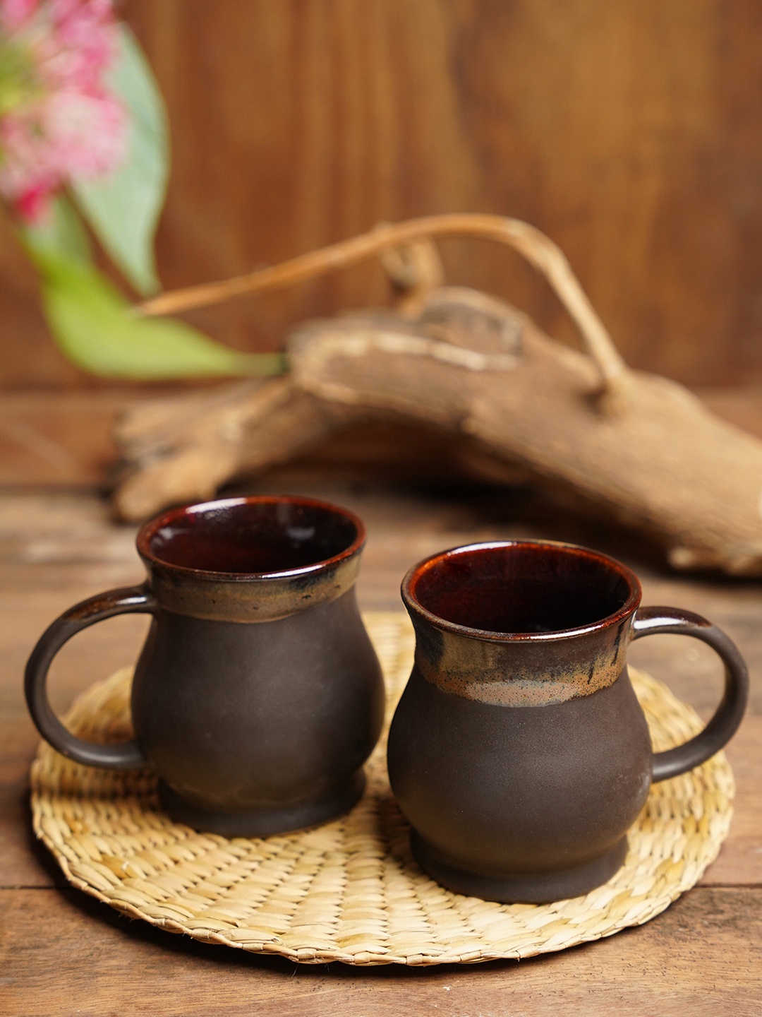 

Folkstorys Brown Set of 2 Ceramic Matte Coffee Mugs