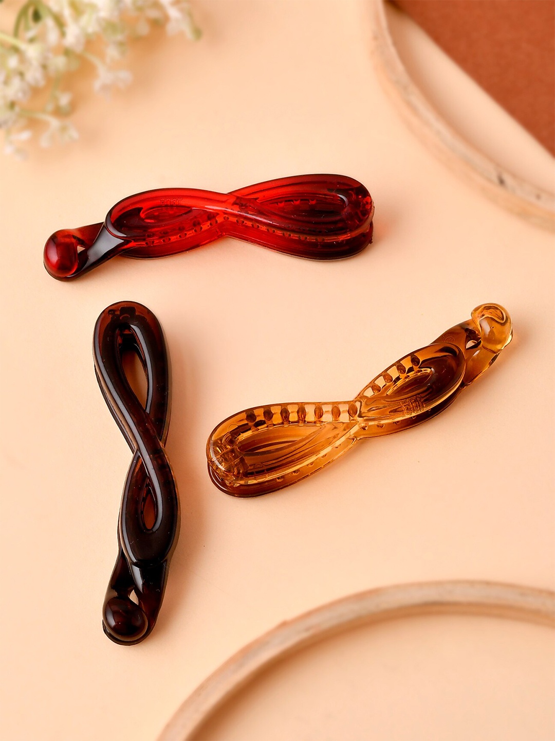 

Silvermerc Designs Women Set of 3 Red & Yellow Banana Clip