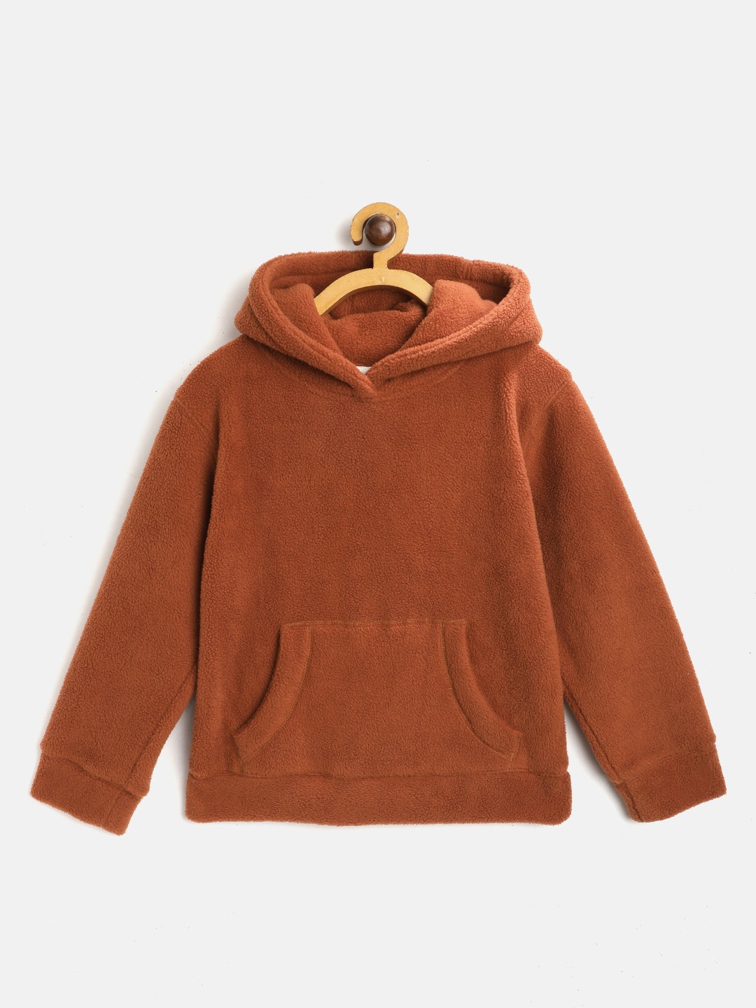 

Cherry Crumble Kids Unisex Brown Solid Hooded Sweatshirt