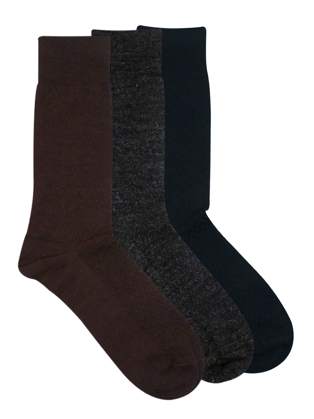 

Balenzia Men Pack Of 3 Calf Length Socks, Brown