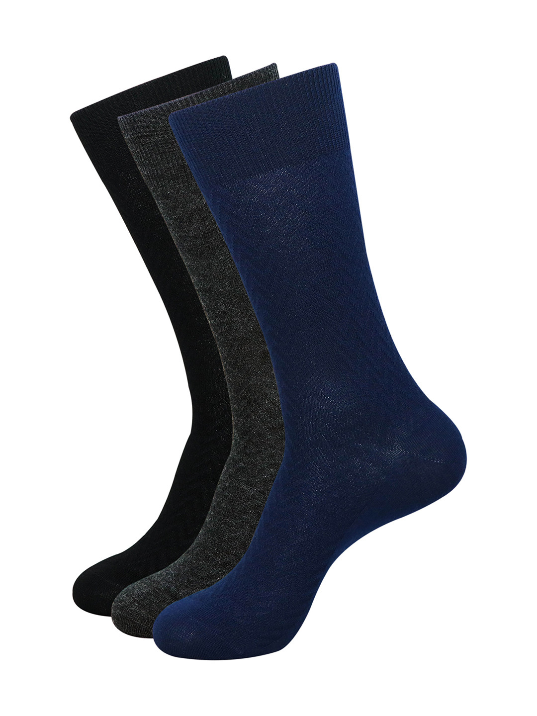 

Balenzia Men Black & Navy Blue Pack of 3 Woollen Calf Length Socks