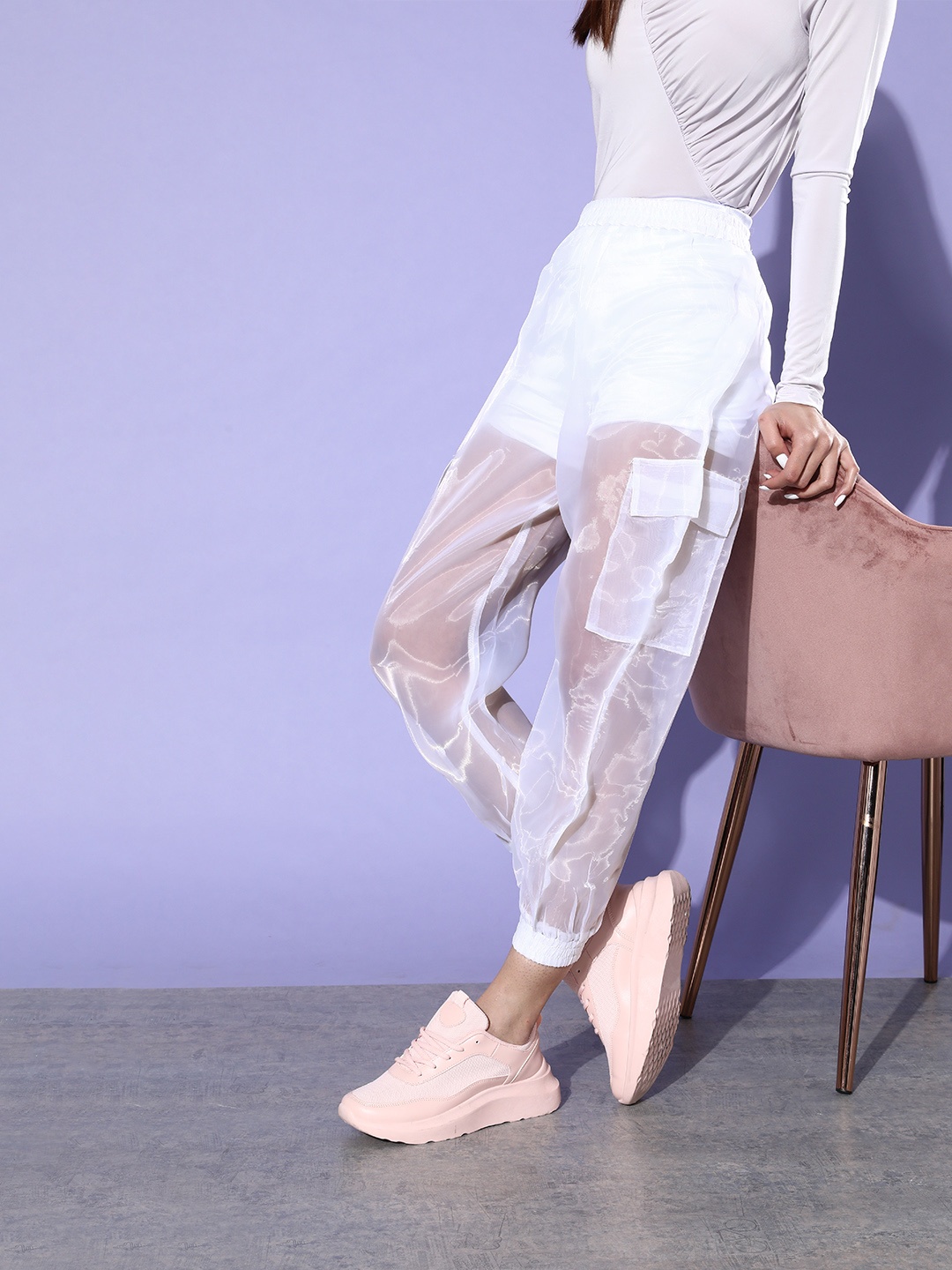 

Cation Women Classic White Solid Jogger Trousers